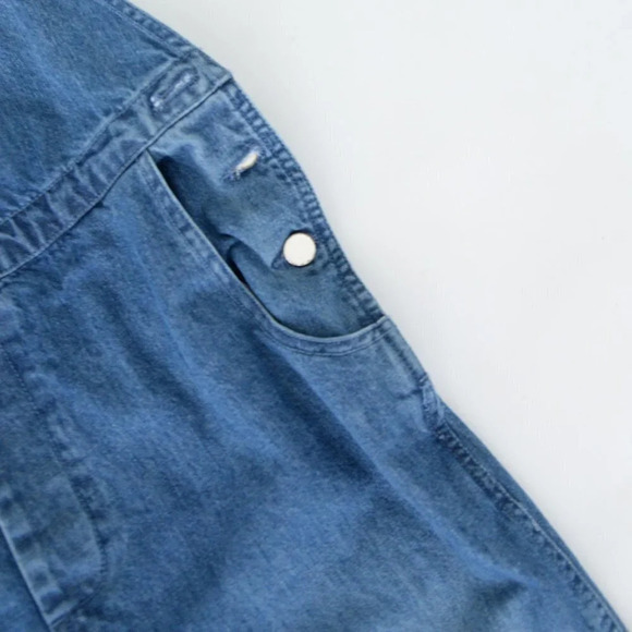 French Connection Blue Shadow Dungarees Denim Overalls Med - Picture 9 of 16